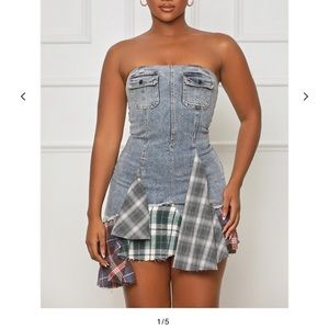 Meant For Me Denim Plaid Dress - ***ZIPPER IS BROKEN***